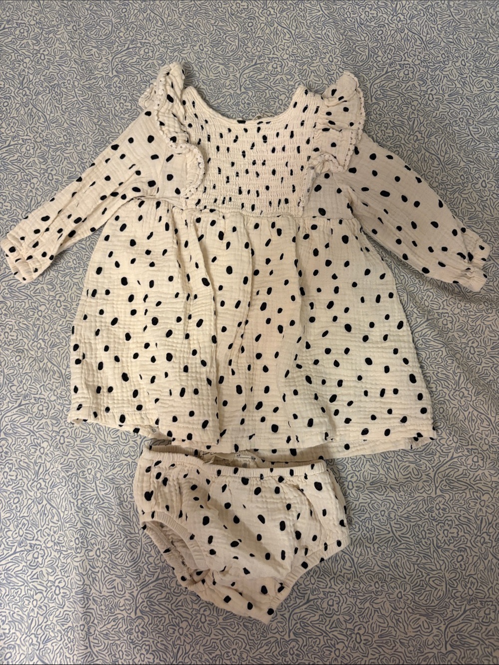 Jessica Simpson Cream Dress Set with Black Polka Dots